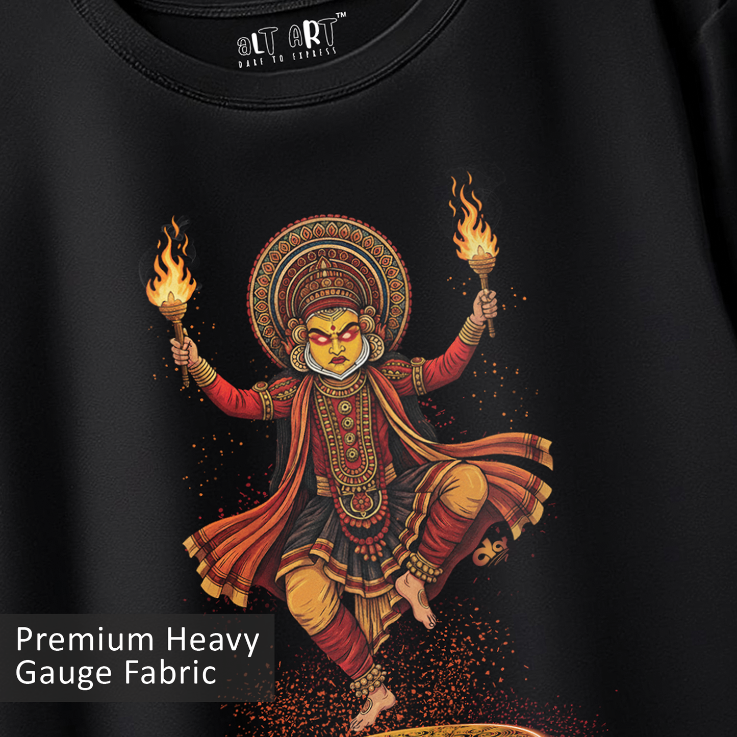 Kantara Inspired Theyyam Black Oversized T-Shirt for Women & Girls | Spiritual Artistic Streetwear Graphic Tee
