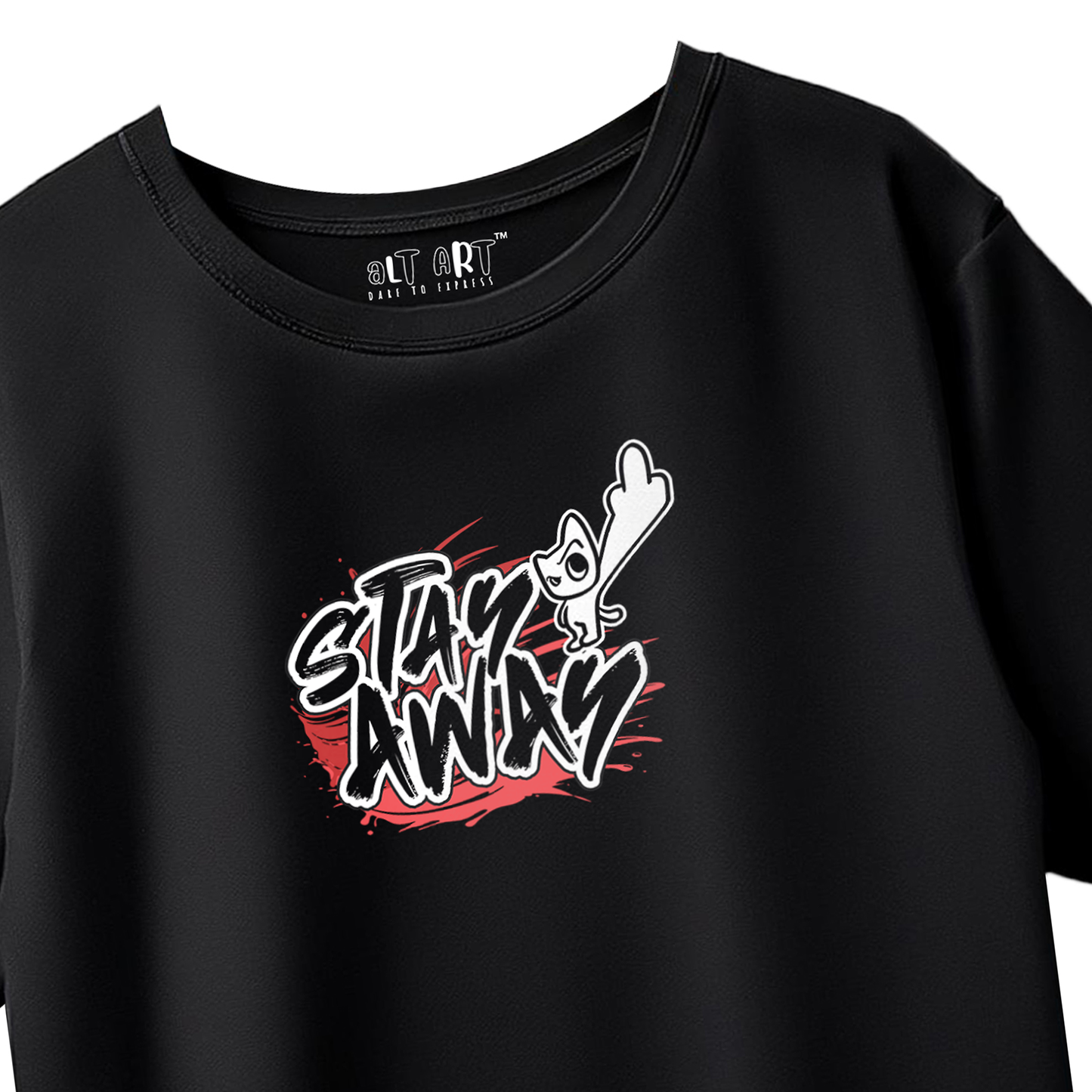 Stay Away – Black Oversized T-Shirt for Women & Girls