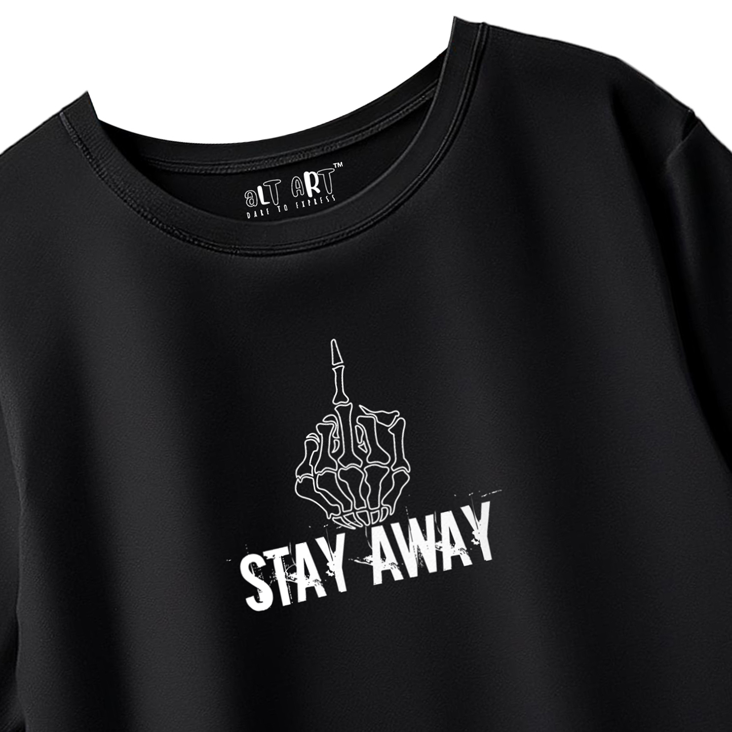 Stay Away – Black Oversized T-Shirt for Men & Boys