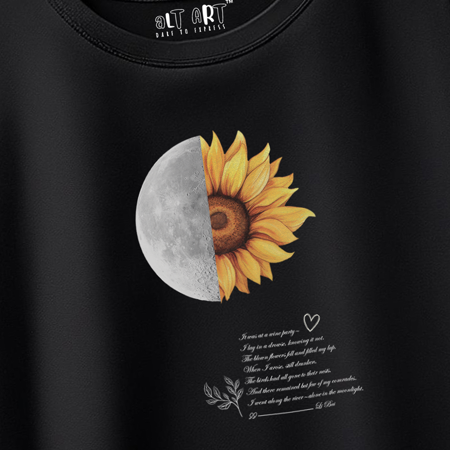 Moon & Sunflower Oversized T-Shirt for Women | Flower Moon Graphic Tee