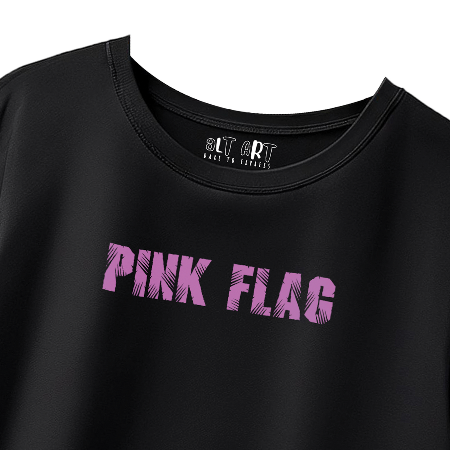 Pink Flag Black Oversized T-Shirt for Women & Girls - Trendy Drop Shoulder Baggy Fit 100 % Cotton Oversized T-shirt