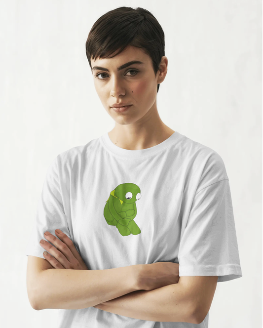 Kermit White Oversized T-Shirt for Women - Sad Kermit Meme Graphic Printed Oversized T-Shirt