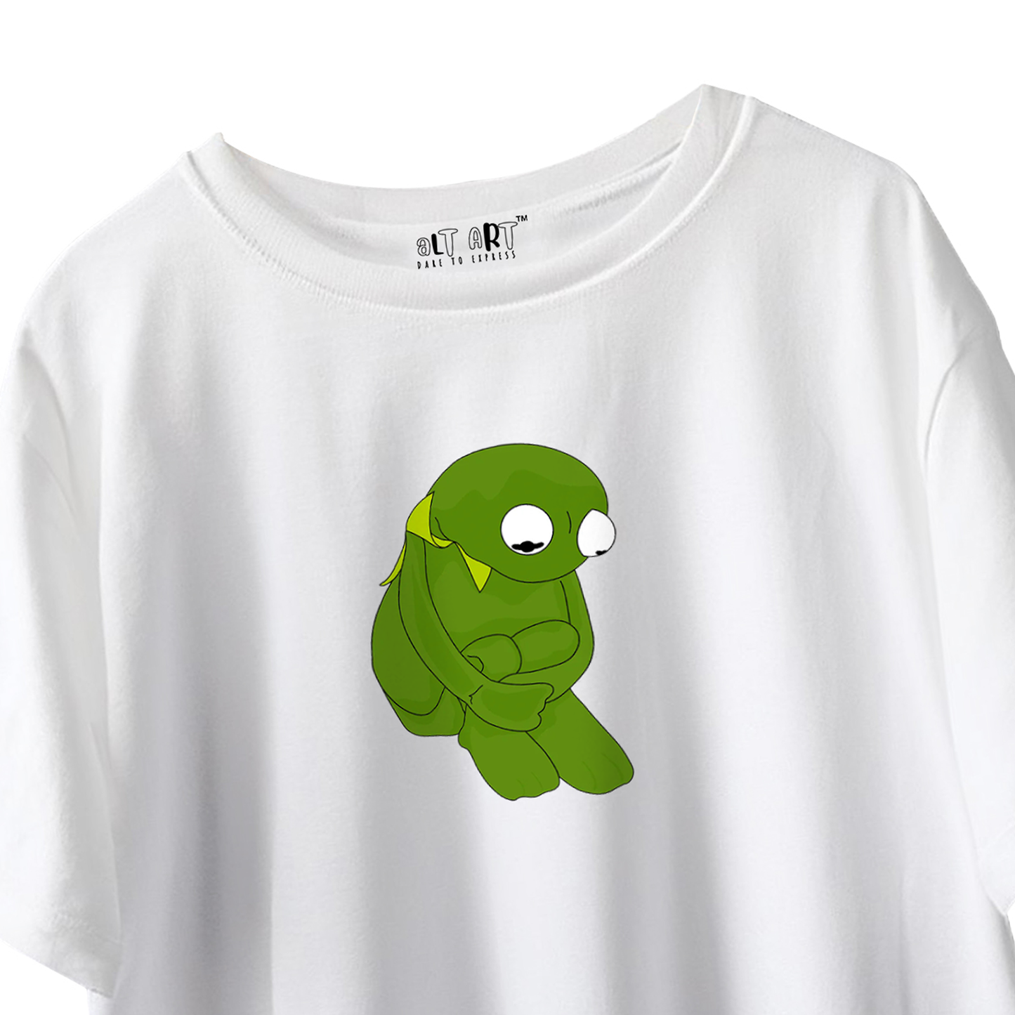 Kermit White Oversized T-Shirt for Men & Boys - Sad Kermit Meme Graphic Printed Oversized T-Shirt