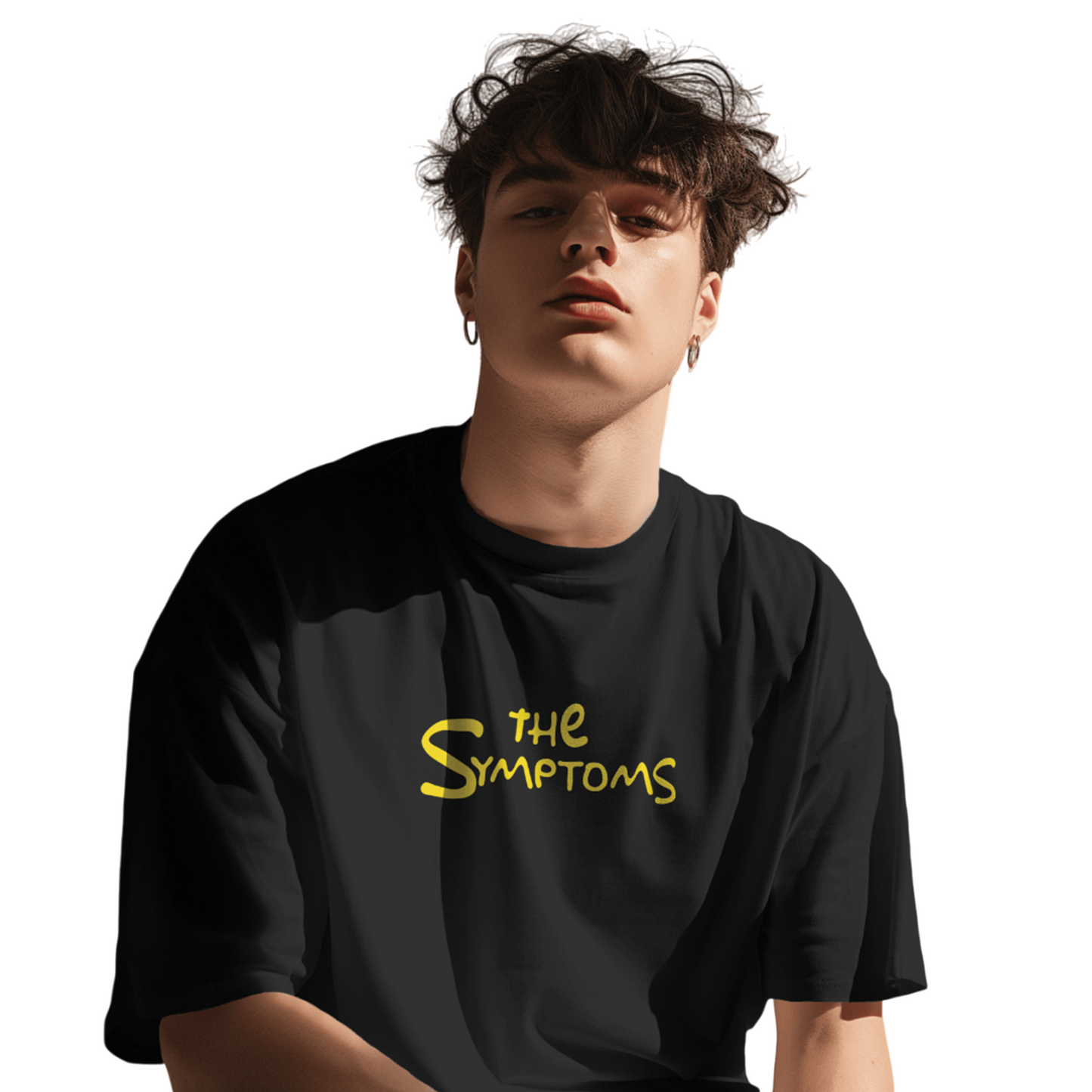 The Symptoms Black Oversized T-Shirt for Men & Boys - Funny Graphic Tee