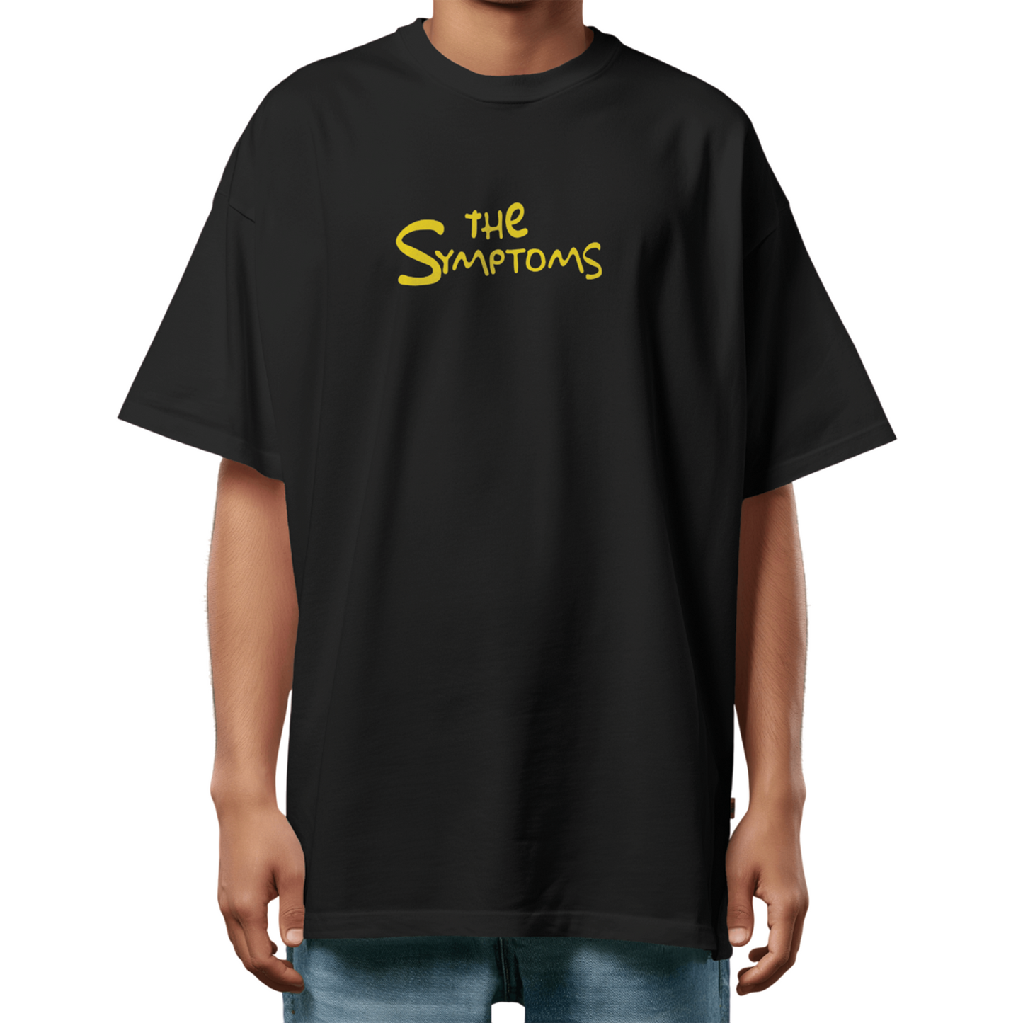 The Symptoms Black Oversized T-Shirt for Men & Boys - Funny Graphic Tee