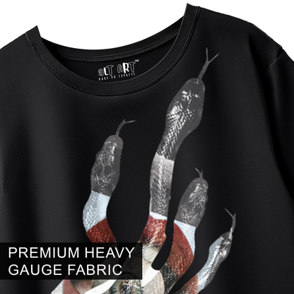 Snake Abstract Art Oversized T-Shirt for Women | Black Snake Graphic Streetwear Tee