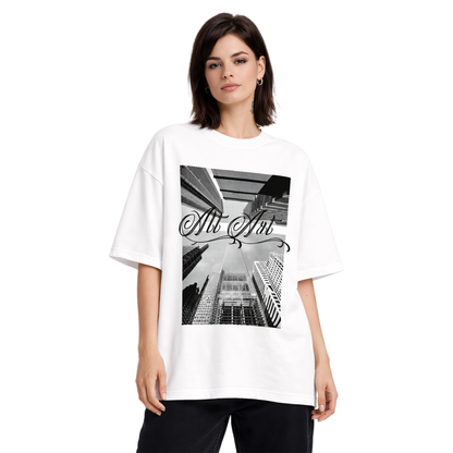 Cityscape Oversized T Shirt for Women | Gothic Urban Graphic Printed Oversized T Shirt | Boxy Fit Streetwear Tee