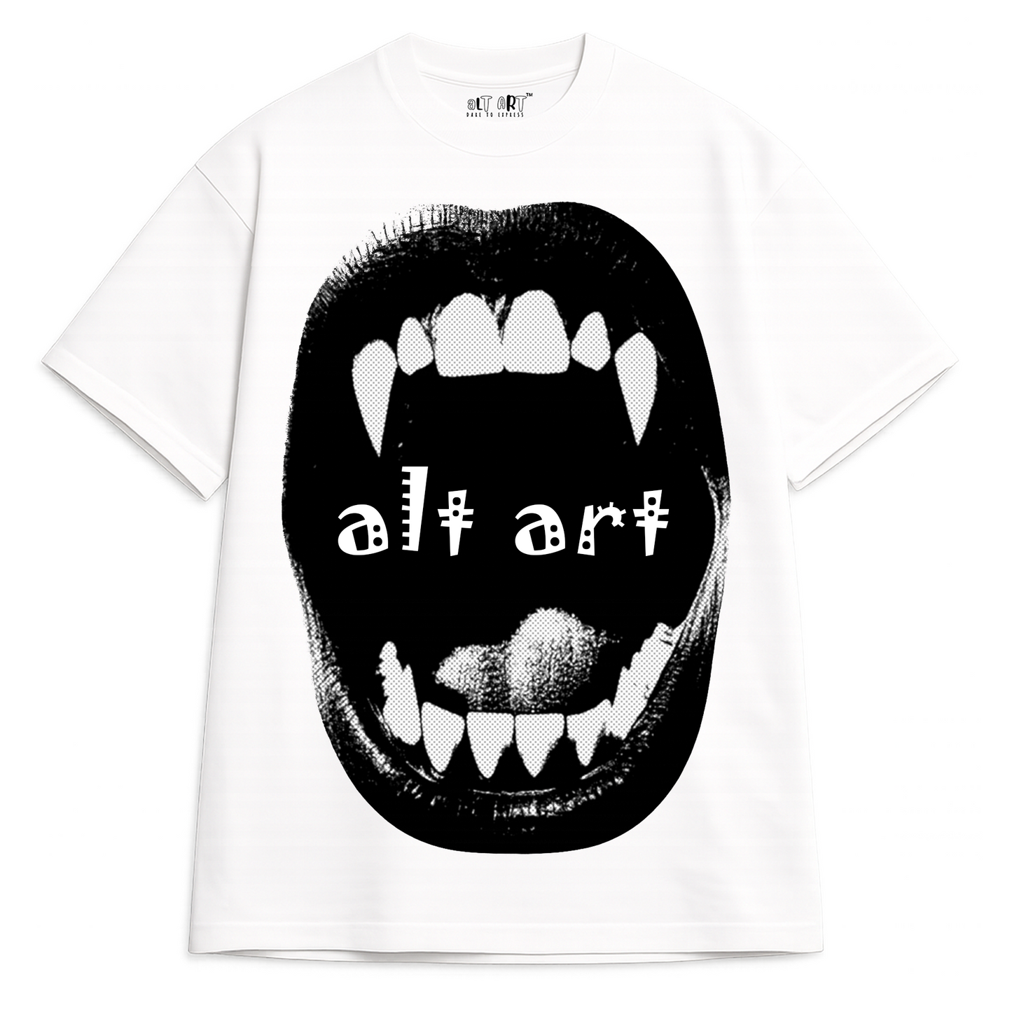 Gothic Vampire Mouth Oversized T Shirt for Men | Vampire Fangs Graphic Printed Oversized T Shirt | Boxy Fit Premium Streetwear Tee