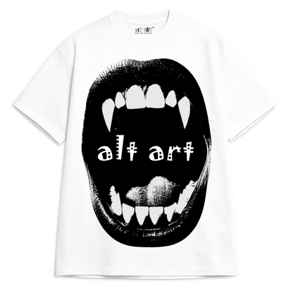 Gothic Vampire Mouth Oversized T Shirt for Women | Vampire Fangs Graphic Printed Oversized T Shirt | Boxy Fit Premium Streetwear Tee