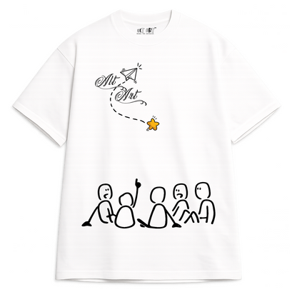 Alt Art Minimal Doodle Graphic White Oversized T Shirt for Men | Aesthetic Oversized T Shirt