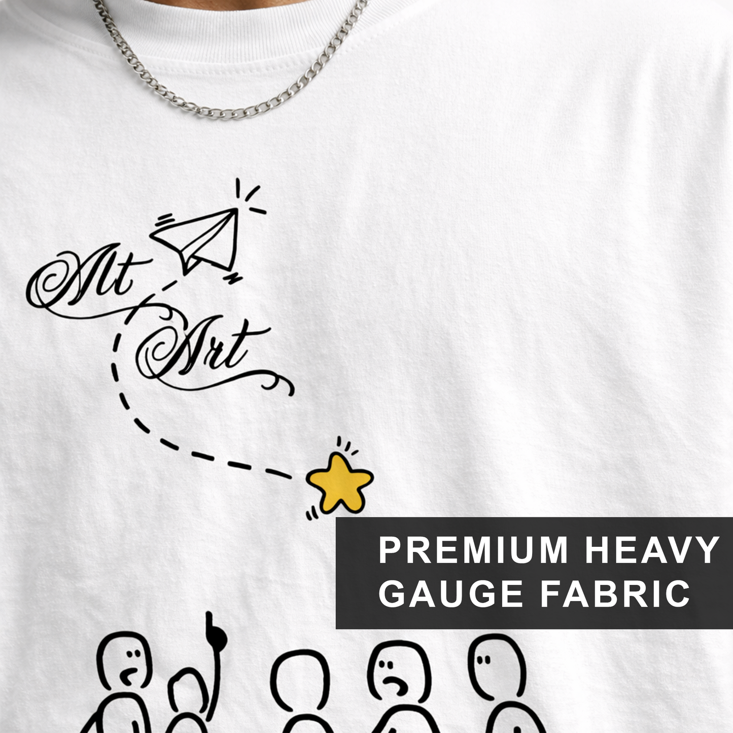 Alt Art Minimal Doodle Graphic White Oversized T Shirt for Men | Aesthetic Oversized T Shirt