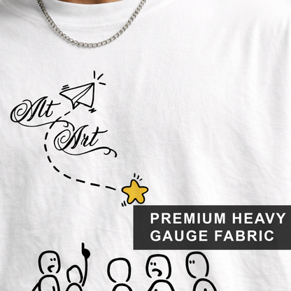 Alt Art Minimal Doodle Graphic White Oversized T Shirt for Men | Aesthetic Oversized T Shirt