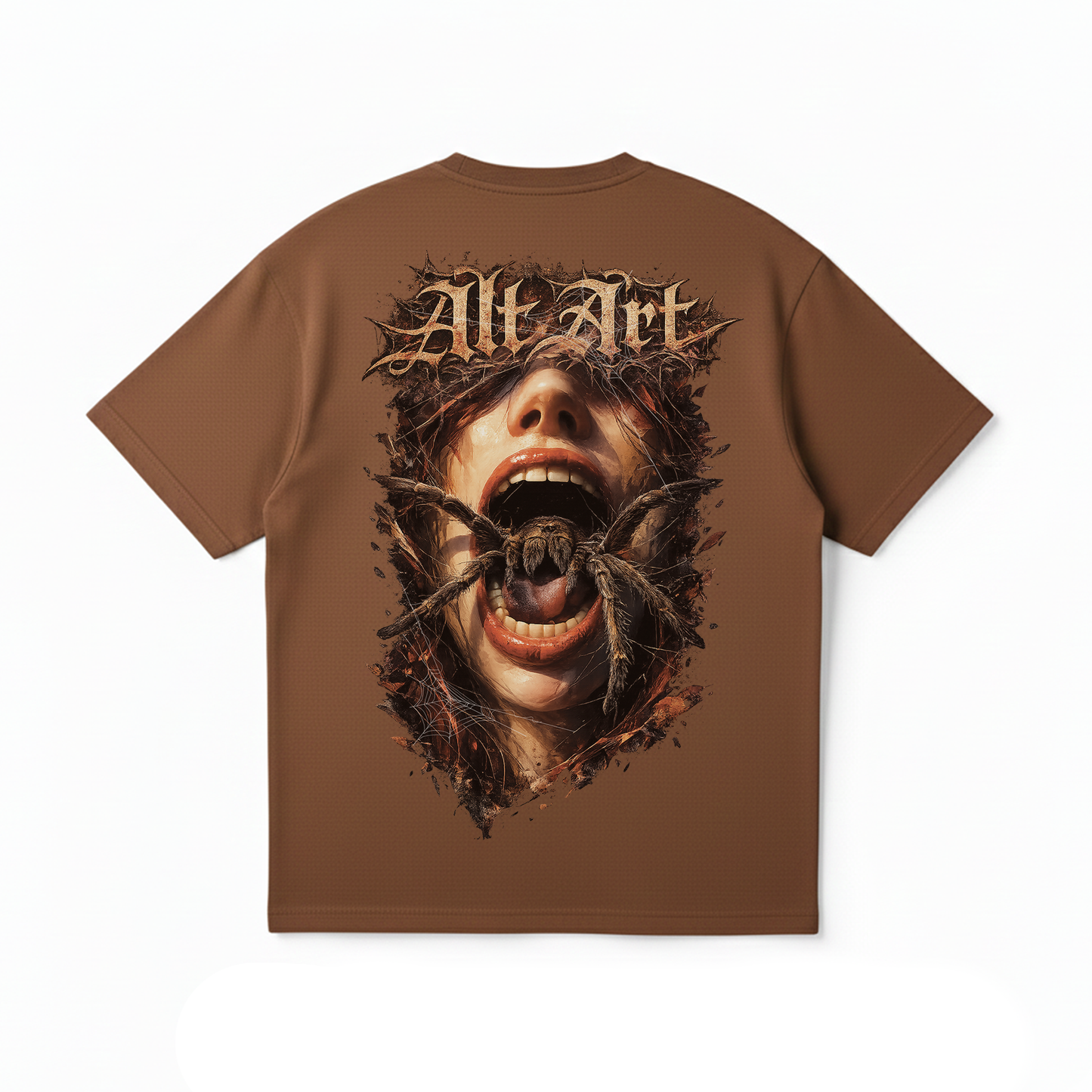 Spider Women T-Shirt | Gothic Spider Graphic Brown Oversized T-Shirt for Women