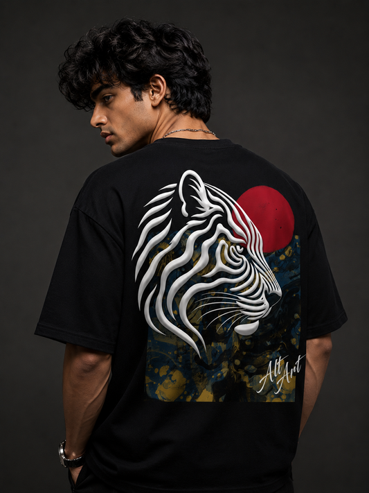 White Tiger Oversized T Shirt for Men | Japanese Tiger Graphic Printed Oversized T Shirt | Premium Boxy Fit Gothic Streetwear Tee