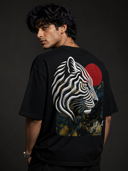 White Tiger Oversized T Shirt for Men | Japanese Tiger Graphic Printed Oversized T Shirt | Premium Boxy Fit Gothic Streetwear Tee