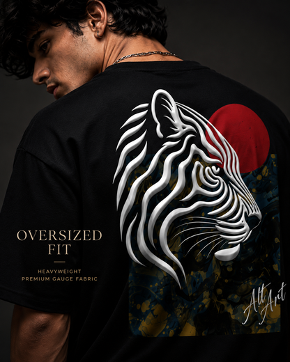 White Tiger Oversized T Shirt for Men | Japanese Tiger Graphic Printed Oversized T Shirt | Premium Boxy Fit Gothic Streetwear Tee