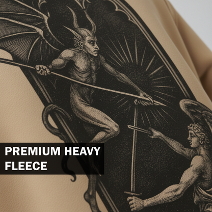 Angel vs Demon Hoodie for Men Beige | Gothic Graphic Hoodie India
