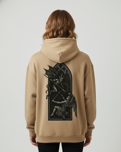 Angel vs Demon Hoodie for Women Beige | Gothic Graphic Hoodie Girls