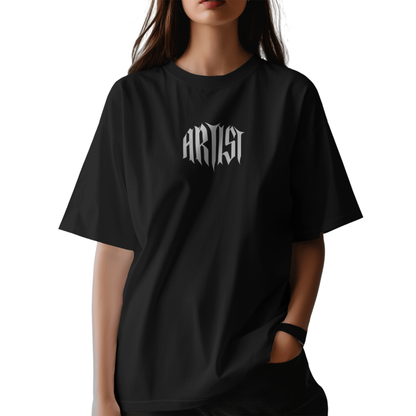 Artist Black Oversized T-Shirt for Women | Bold Graphic Streetwear Tee