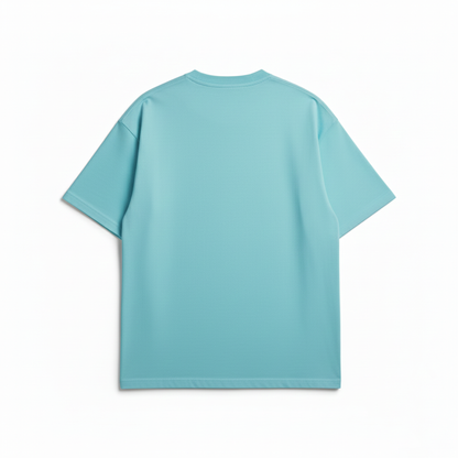 Aruba Blue Solid Oversized T-Shirt for Men | Heavyweight Cotton | Premium Boxy Fit Solid Tee
