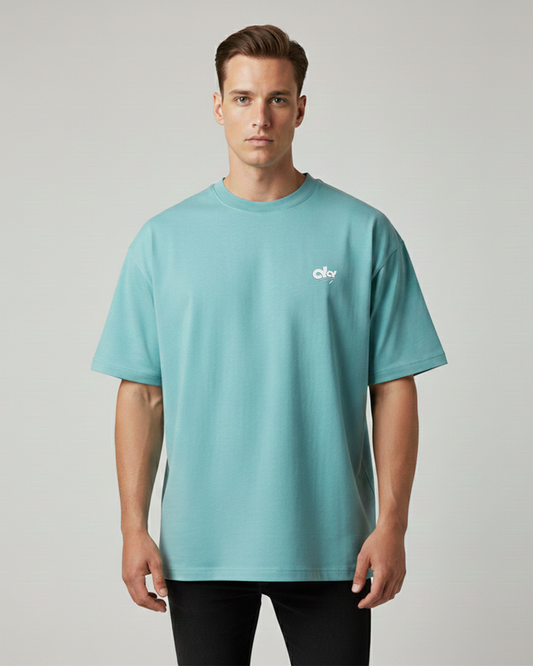 Solid Blue Oversized T-Shirt for Men | Premium Heavyweight Cotton Streetwear Tee