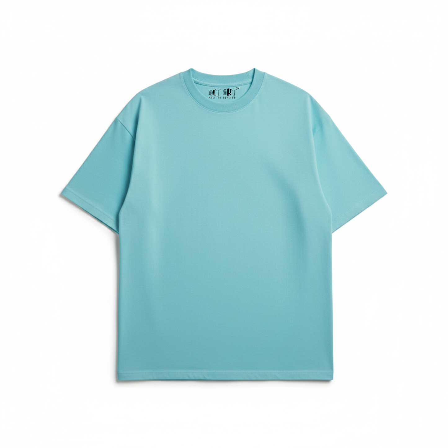 Aruba Blue Solid Oversized T-Shirt for Women | Premium Heavyweight Cotton | Boxy Fit Solid Tee