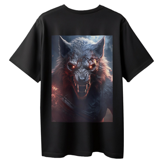 Lunar Wraith – Oversized Werewolf Graphic T-Shirt for Men & Boys