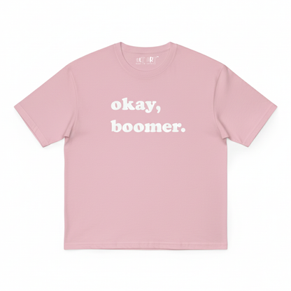Okay Boomer Baby Pink Oversized T-Shirt for Women | Funny Oversized T-Shirt