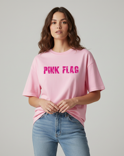 Pink Flag Pink Oversized T-Shirt for Women | Funny Oversized T-Shirt