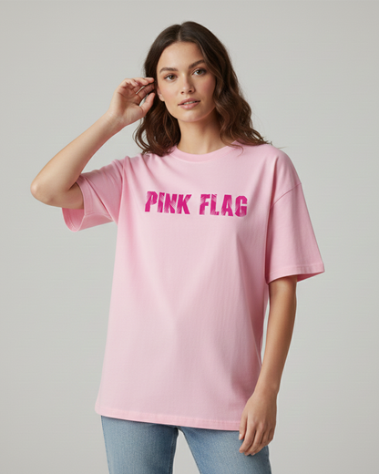 Pink Flag Pink Oversized T-Shirt for Women | Funny Oversized T-Shirt