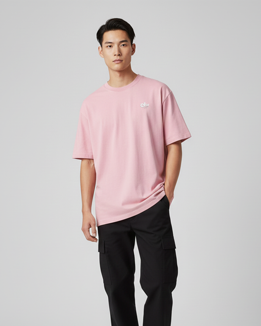 Solid Baby Pink Oversized T-Shirt for Men | Premium Cotton Streetwear Tee