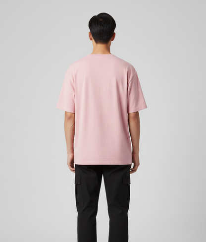 Baby Pink Solid Oversized T-Shirt for Men | Heavyweight Cotton | Premium Boxy Fit Solid Tee