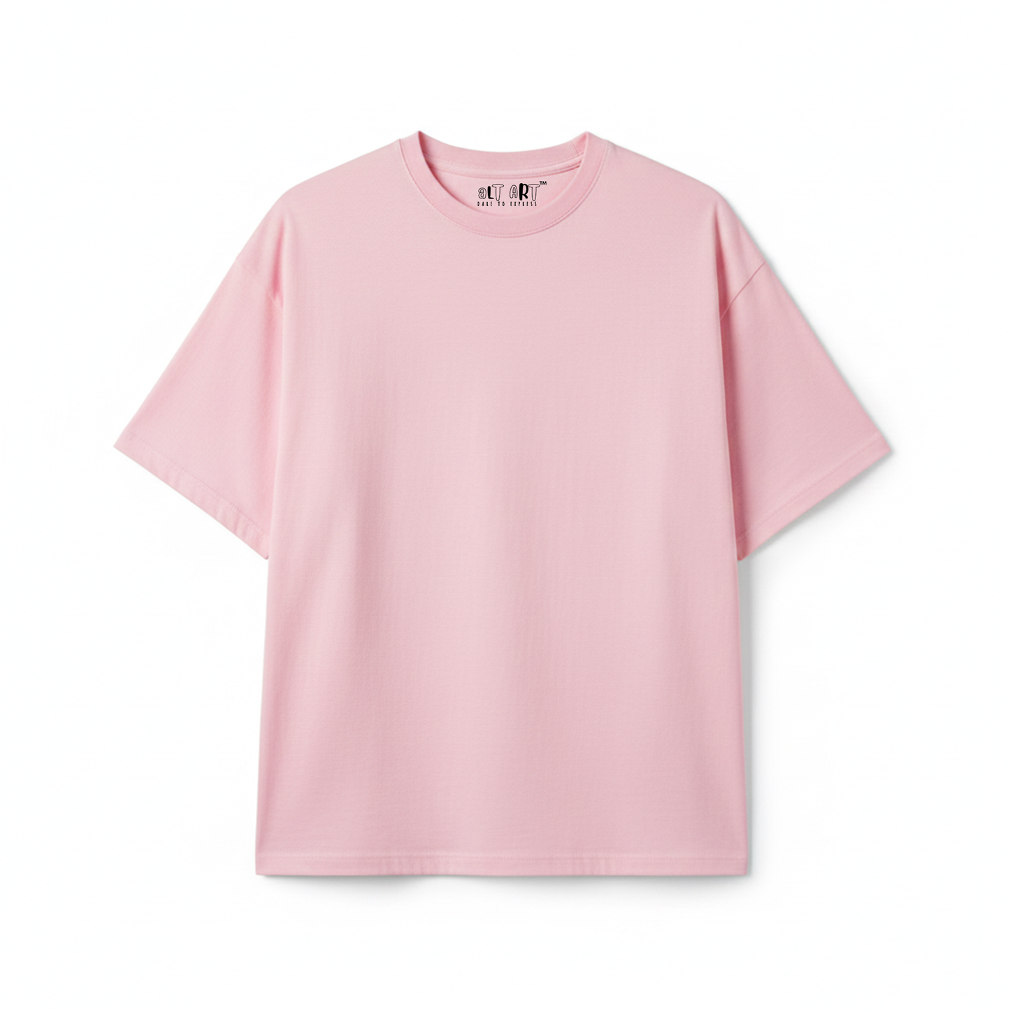 Baby Pink Solid Oversized T-Shirt for Women | Premium Heavyweight Cotton | Boxy Fit Solid Tee