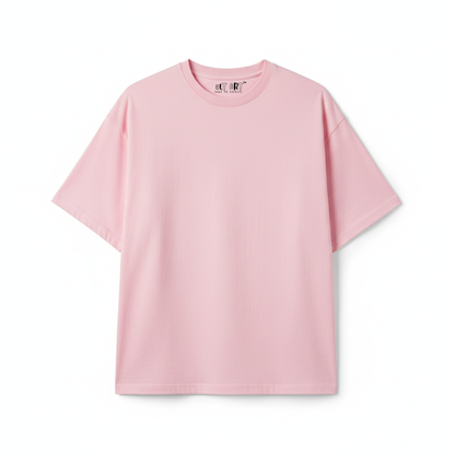 Baby Pink Solid Oversized T-Shirt for Women | Premium Heavyweight Cotton | Boxy Fit Solid Tee