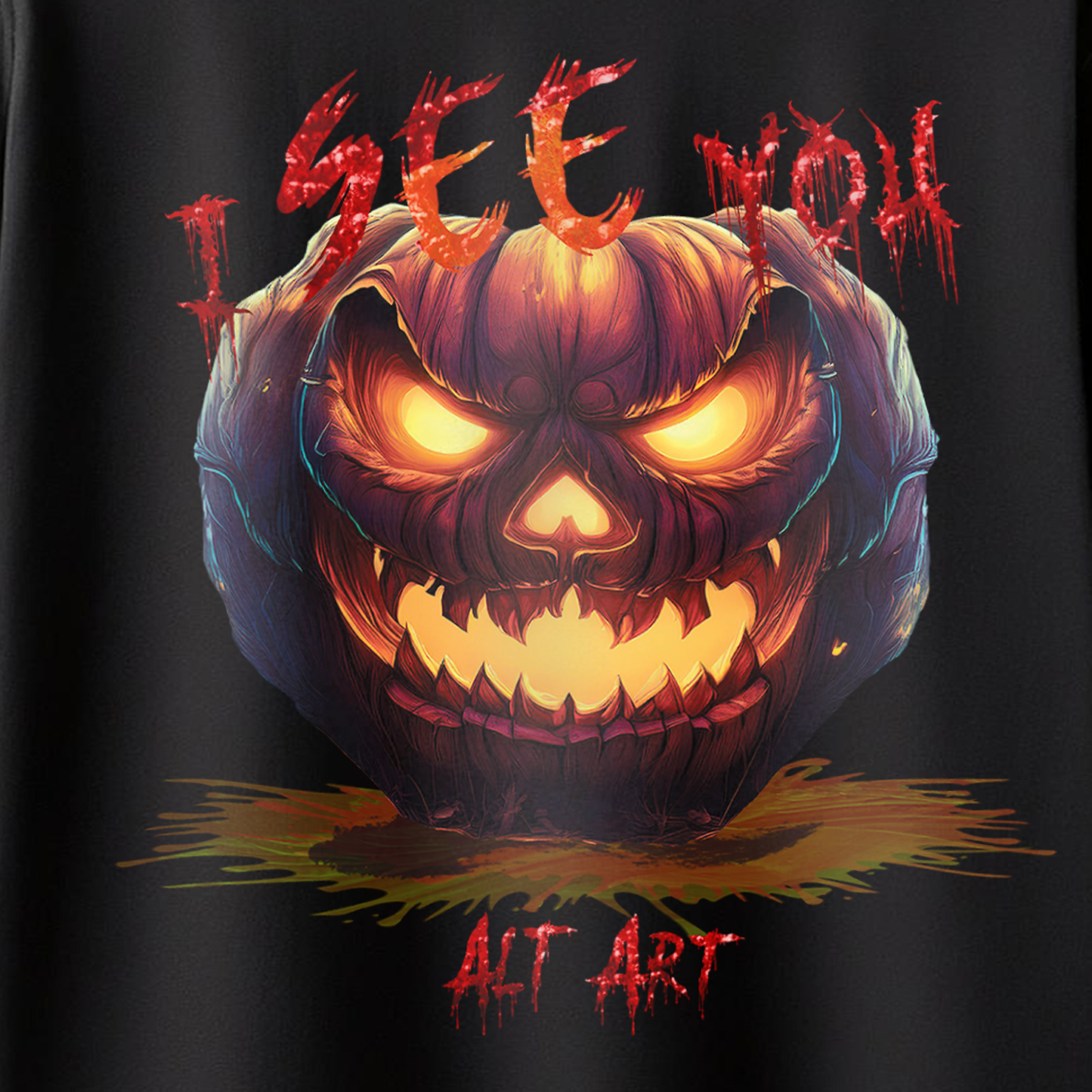 I See You Oversized T-Shirt for Men & Boys - Horror Graphic Tee | Dark Streetwear