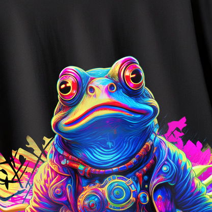 DJ Frog Oversized Black T-Shirt for Men & Boys – Funky Frog Graphic Streetwear Tee