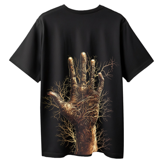 Gothic Abstract Art T-Shirt for Men & Boys - Graphic Printed Half Sleeve Drop Shoulder 100% Cotton Black Oversized T-shirt