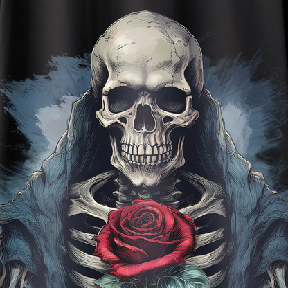 Rose of the Reaper Women's Oversized Black T-Shirt – Skeleton & Rose Graphic Tee