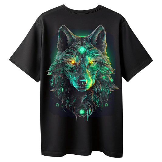 Code Fury Graphic Wolf Oversized T-Shirt for Women & Girls - Graphic Printed Oversized T-shirt