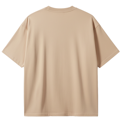 Solid Beige Oversized T-Shirt for Men | Plain Cotton Streetwear Oversized Tee