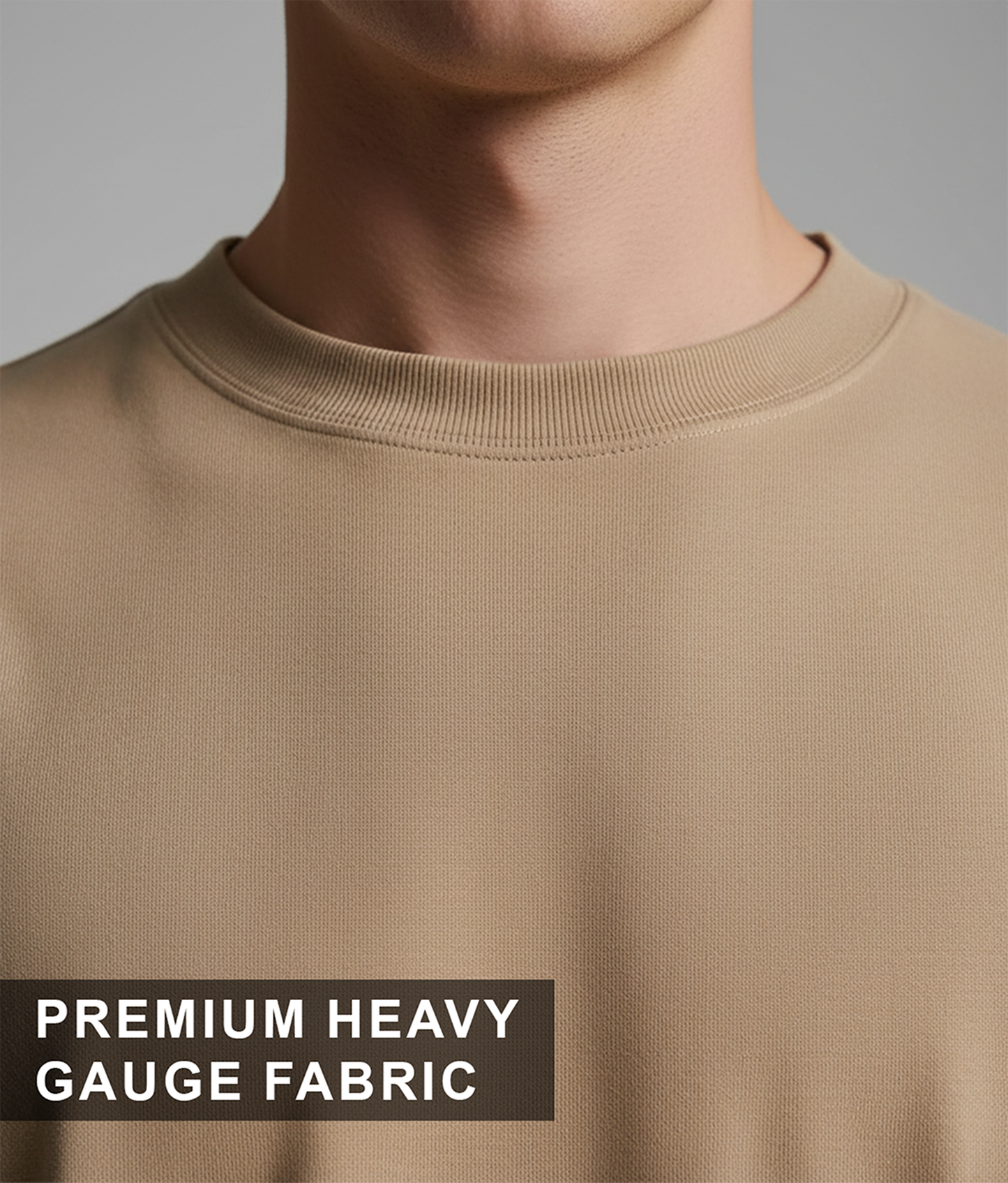 Solid Beige Oversized T-Shirt for Men | Plain Cotton Streetwear Oversized Tee