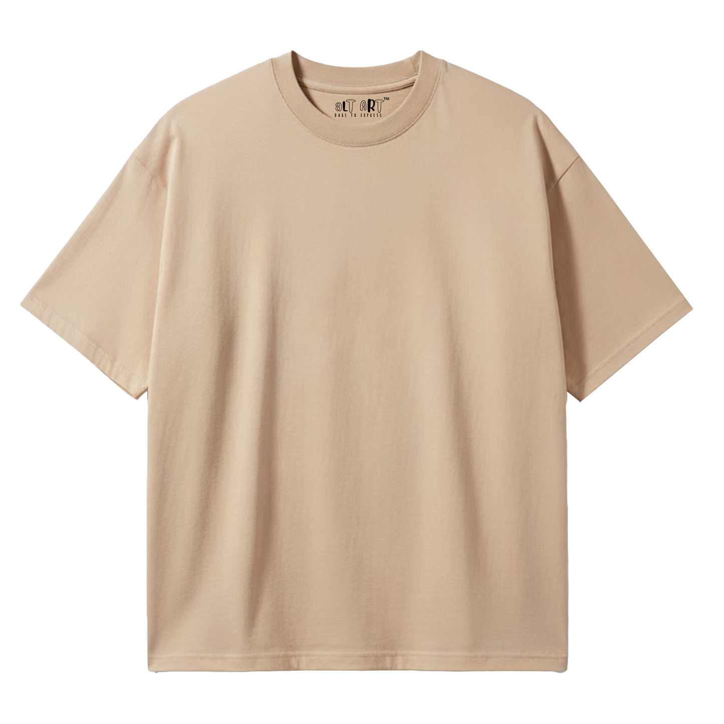 Solid Beige Oversized T-Shirt for Men | Plain Cotton Streetwear Oversized Tee