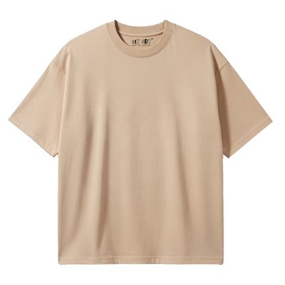 Solid Beige Oversized T-Shirt for Men | Plain Cotton Streetwear Oversized Tee