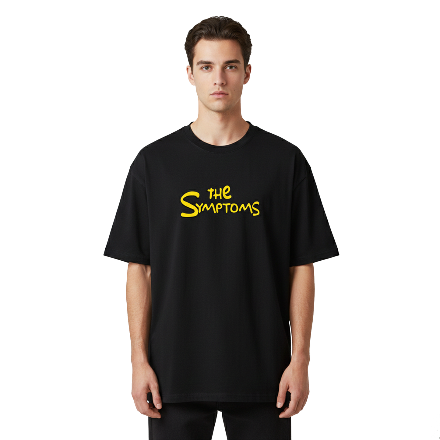 The Symptoms Black Oversized T-Shirt for Men & Boys - Funny Graphic Tee