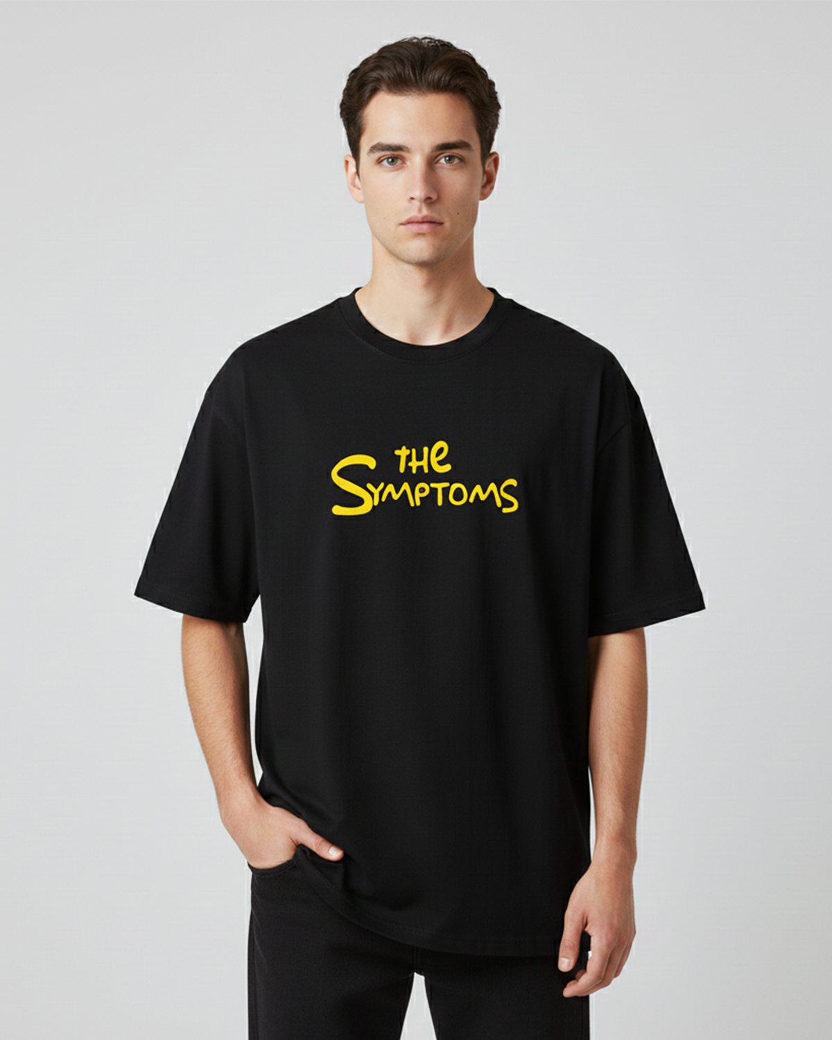 The Symptoms Black Oversized T-Shirt for Men & Boys - Funny Graphic Tee