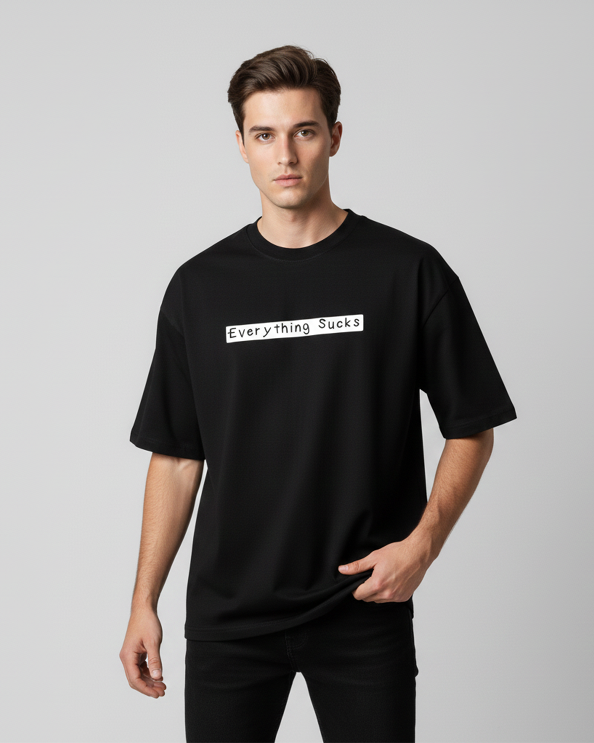 Everything Sucks Oversized T-Shirt for Men & Boys – Funny Quote Tee