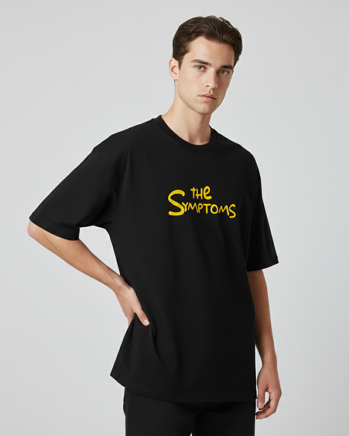 The Symptoms Black Oversized T-Shirt for Men & Boys - Funny Graphic Tee