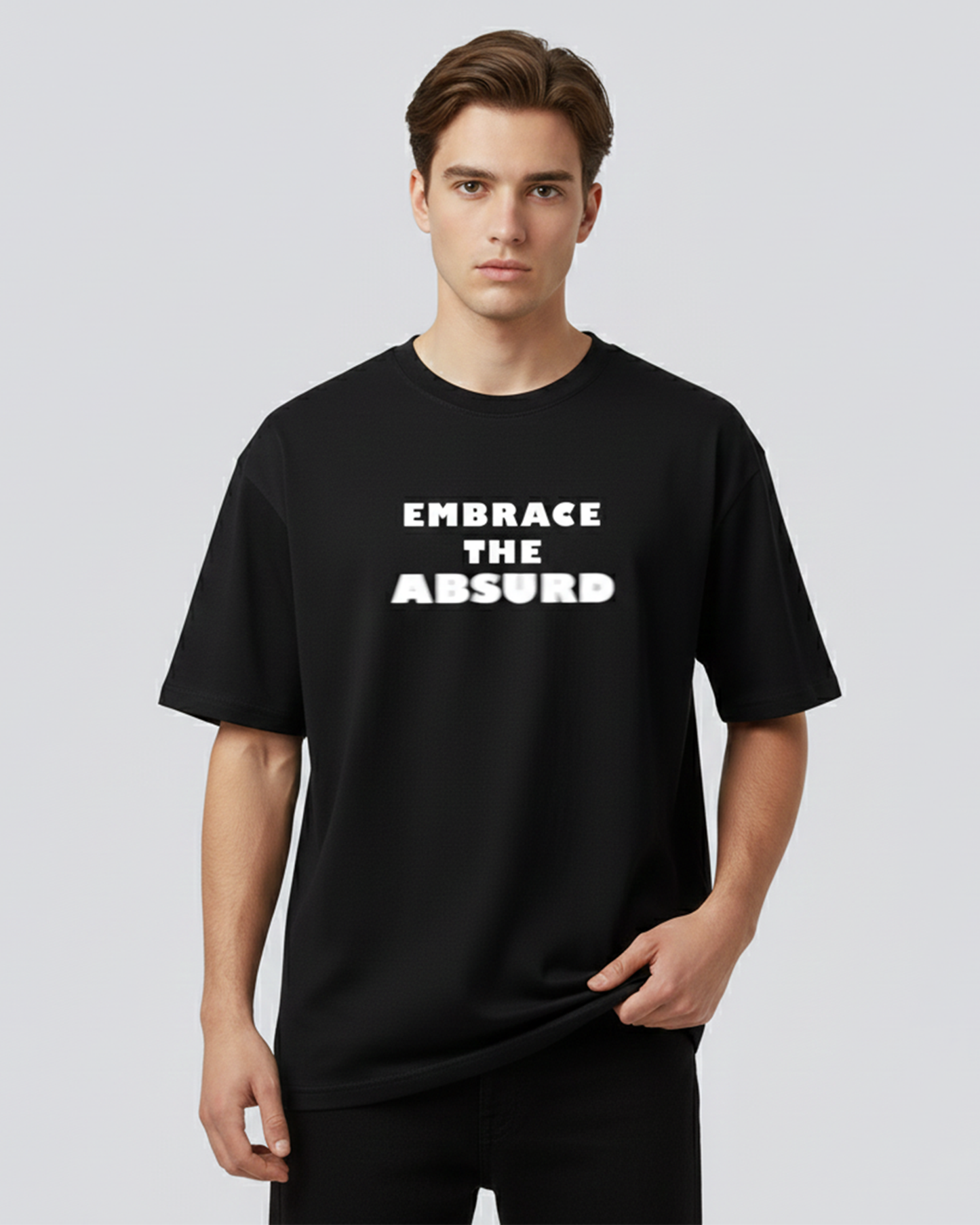 Embrace the Absurd Black Oversized T-Shirt for Men | Quote Oversized Streetwear Tee