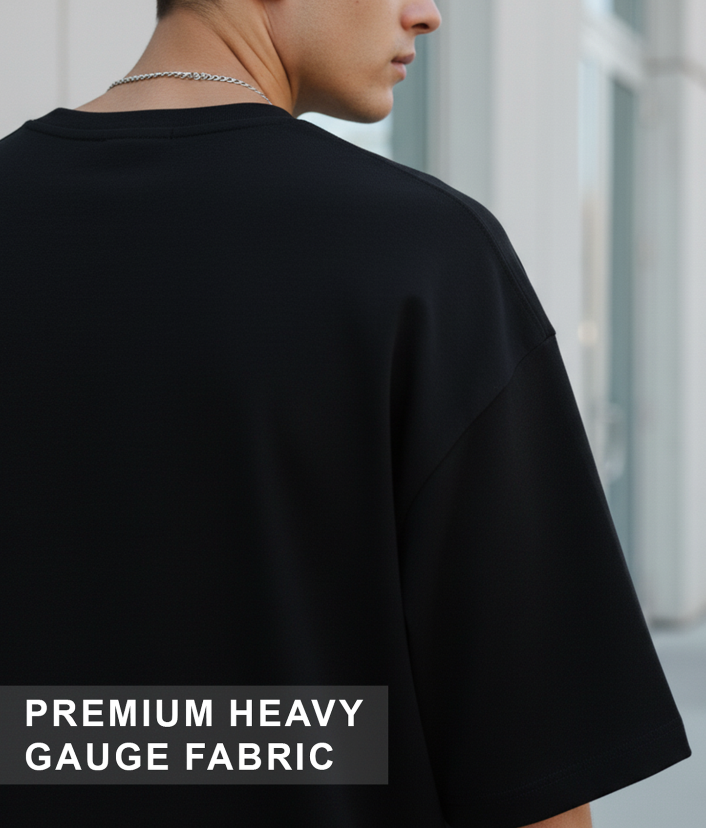 Solid Black Oversized T-Shirt for Men | Pure Cotton Plain Streetwear Tee