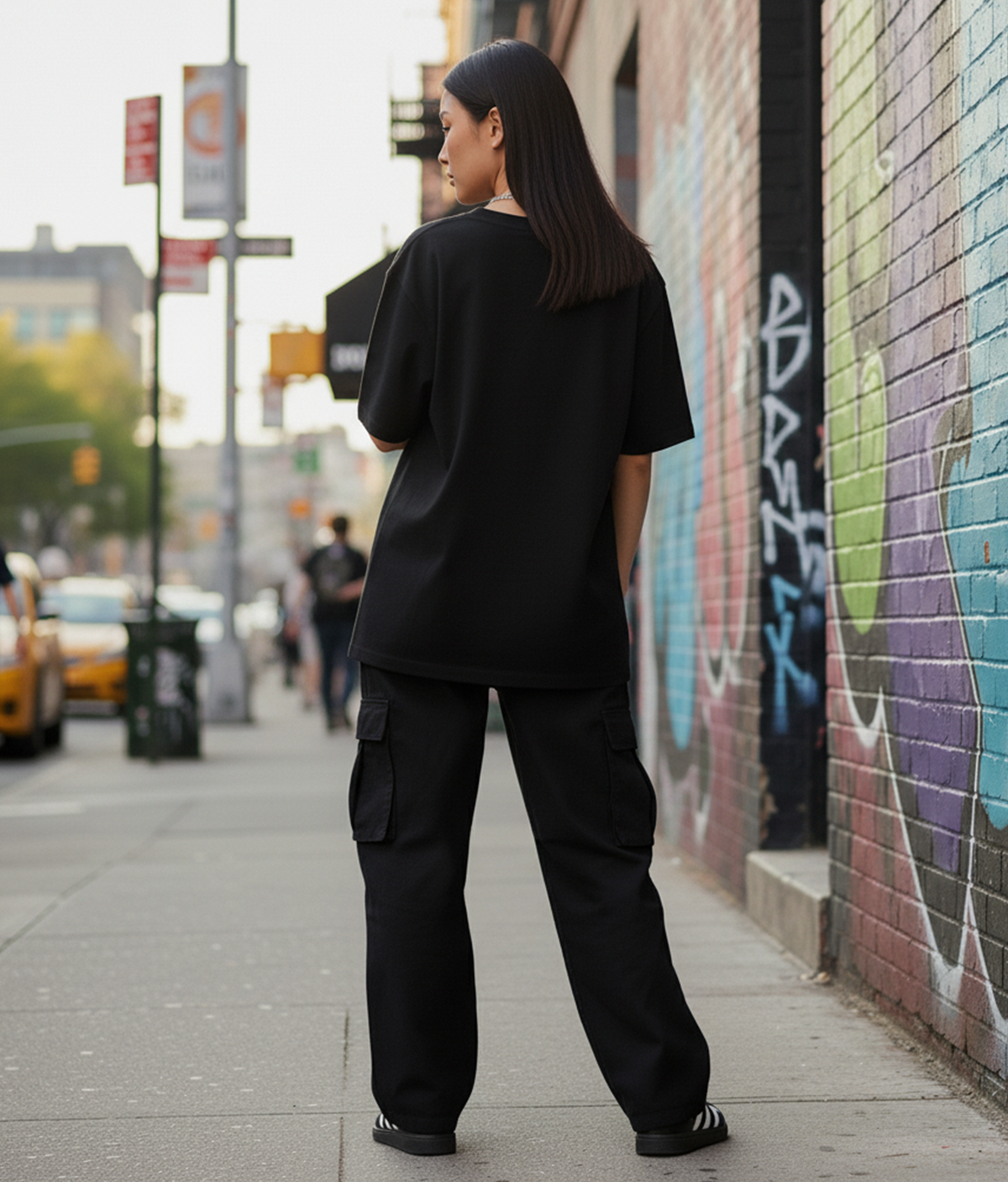 Solid Black Oversized T-Shirt for Women | Premium Cotton Streetwear Tee